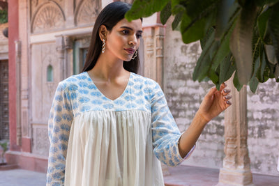 Jhini Cotton Pleated Kurta