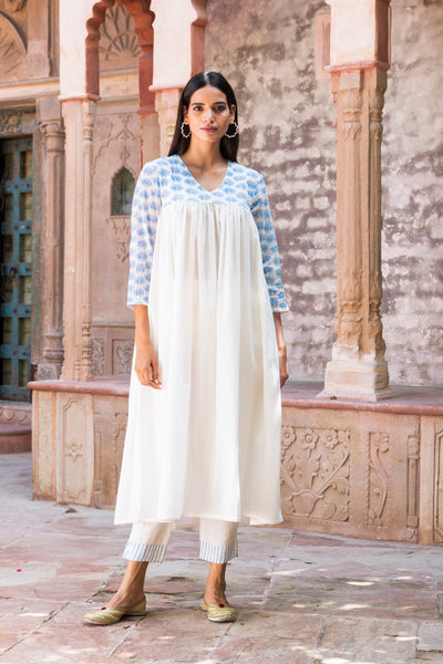 Jhini Cotton Pleated Kurta