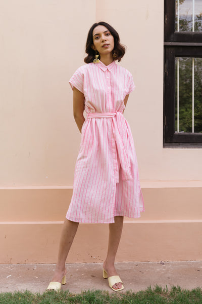 Lovestruck Striped Collar Pink Dress