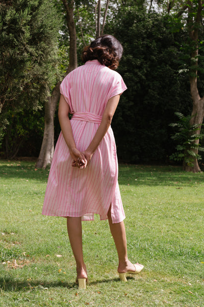 Lovestruck Striped Collar Pink Dress