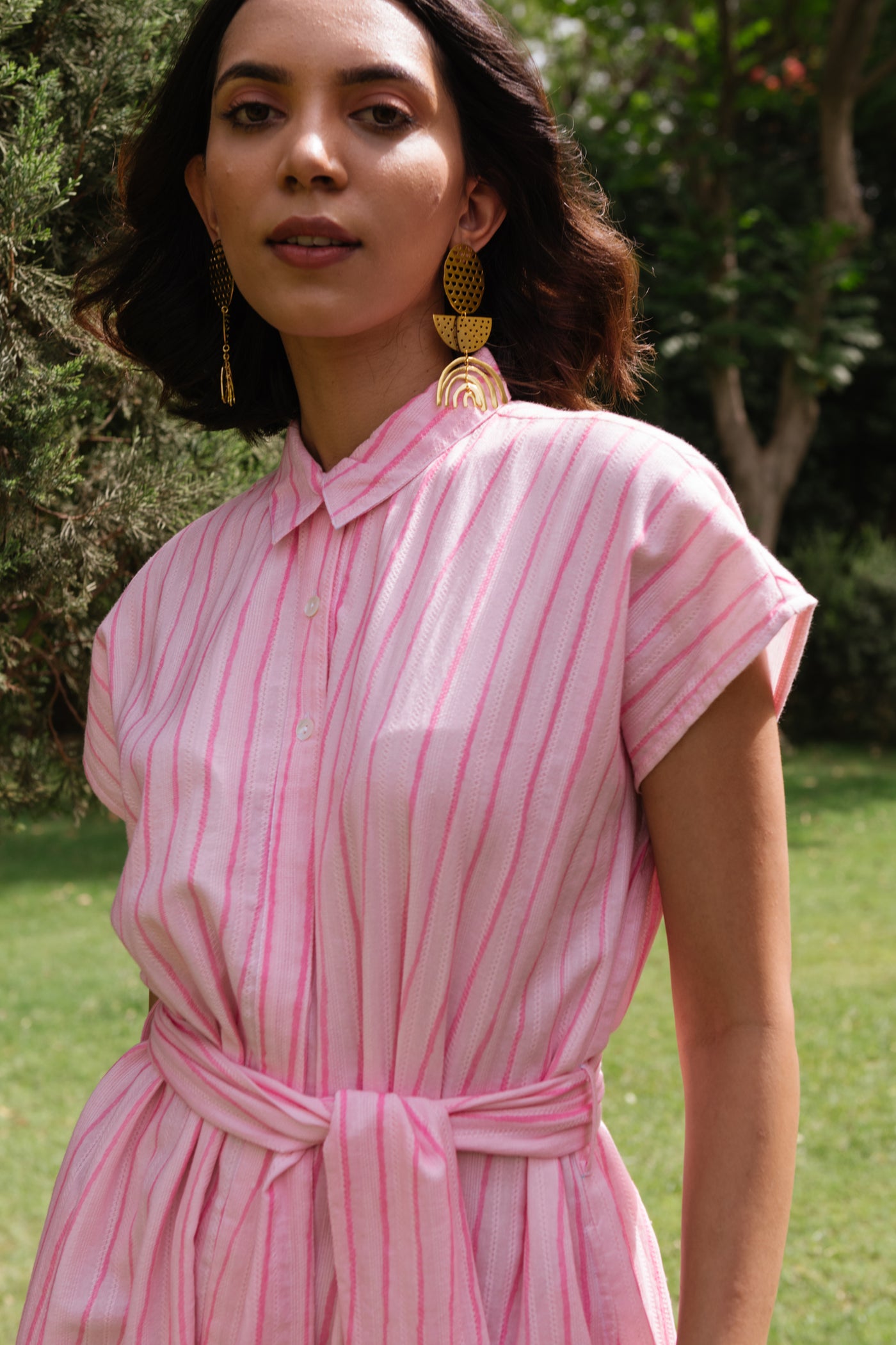 Lovestruck Striped Collar Pink Dress