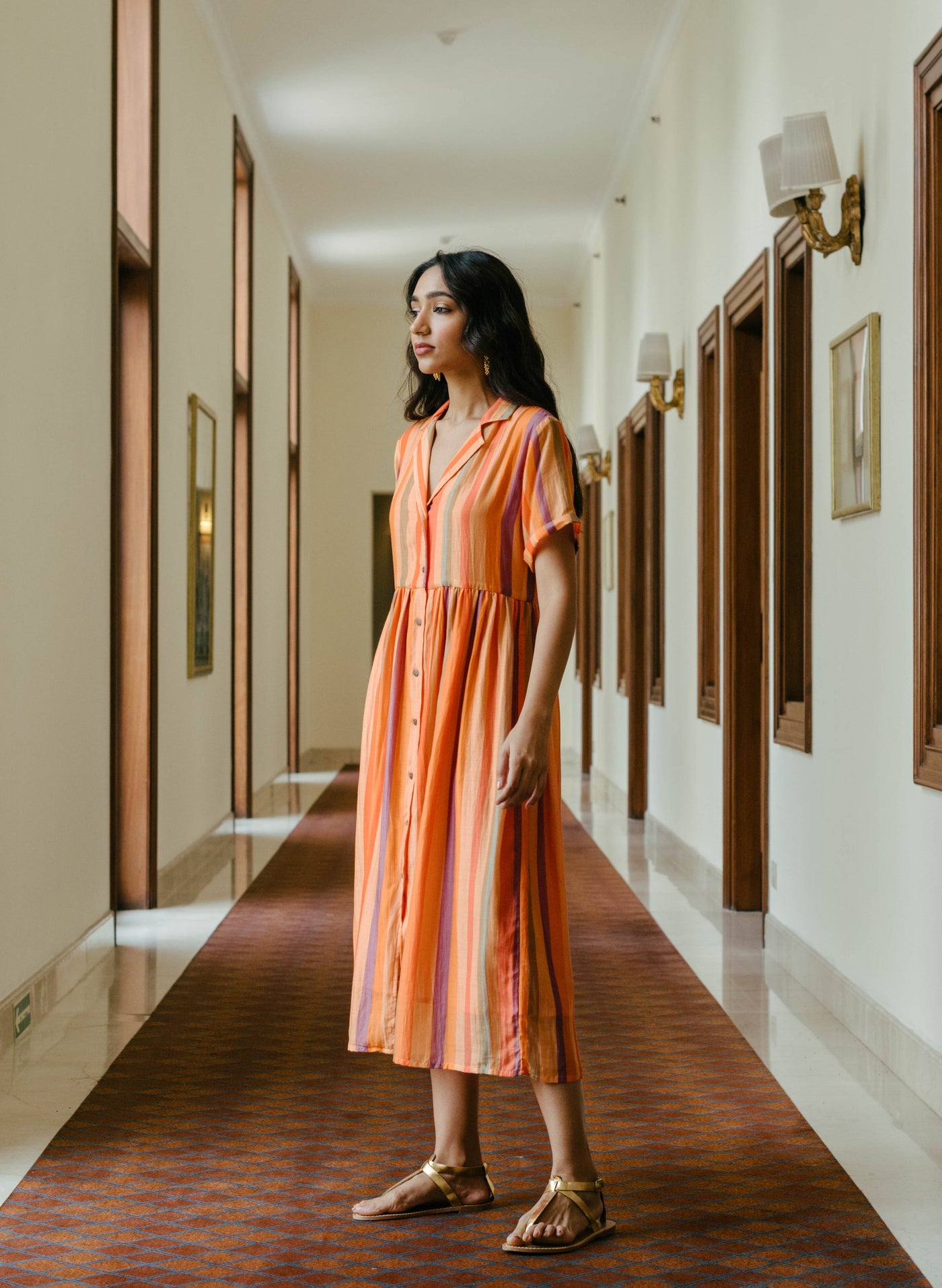 Shop Online Ikigai Stripe Collared Dress
