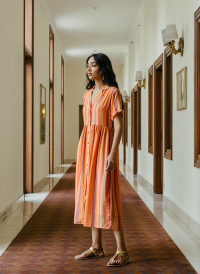 Shop Online Ikigai Stripe Collared Dress