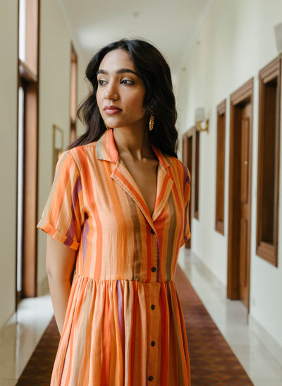 Buy Stripe Collared Dress Online