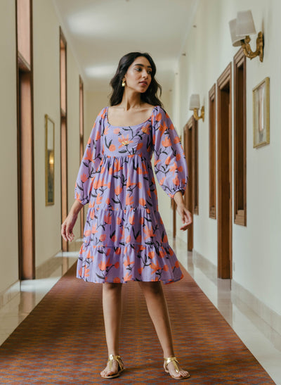 Buy Bamboo Silk Puff Sleeve Dress