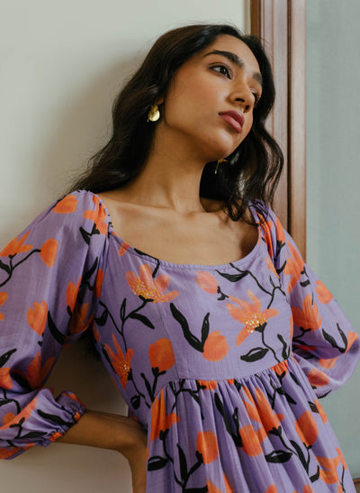 Women's Bamboo Silk Puff Sleeve Dress