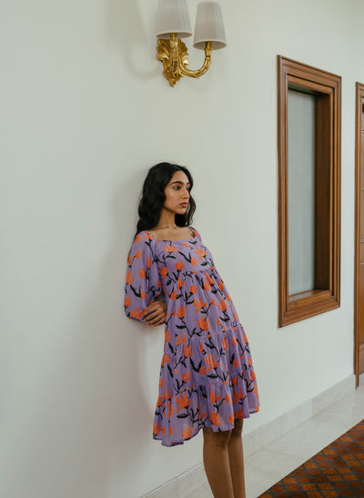 Buy Online Bamboo Silk Puff Sleeve Dress