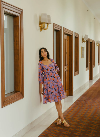 Bamboo Silk Puff Sleeve Dress Online