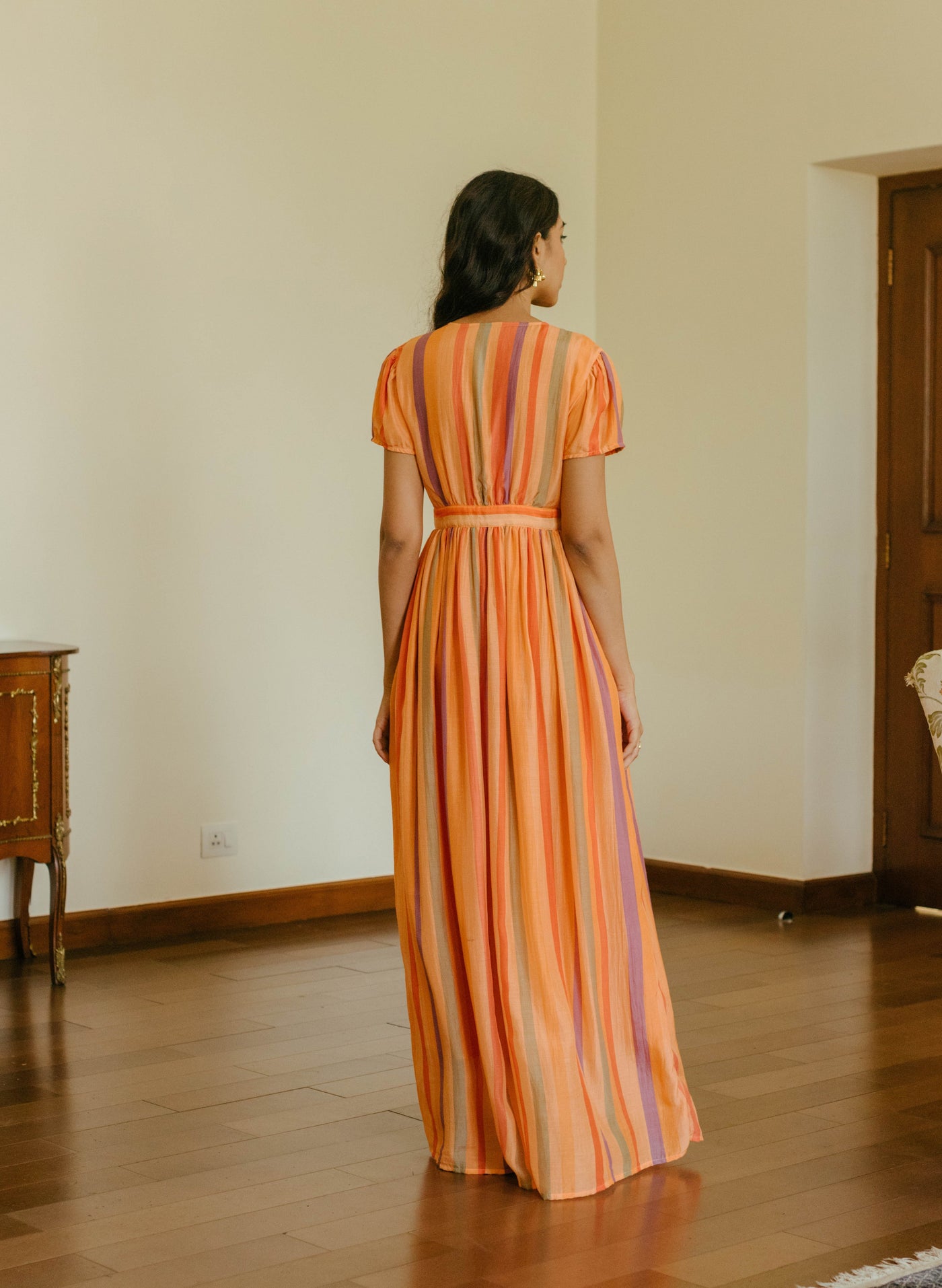 Buy Orange Striped Midi Dress for Women