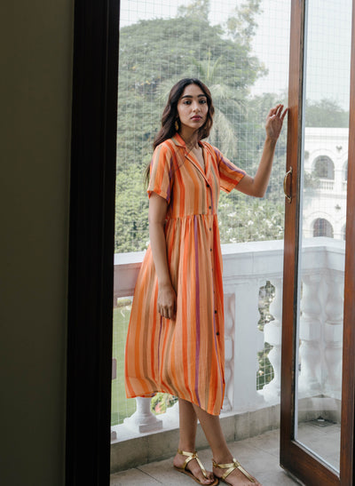 Shop Ikigai Stripe Collared Dress