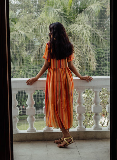 Buy Ikigai Stripe Collared Dress for Women