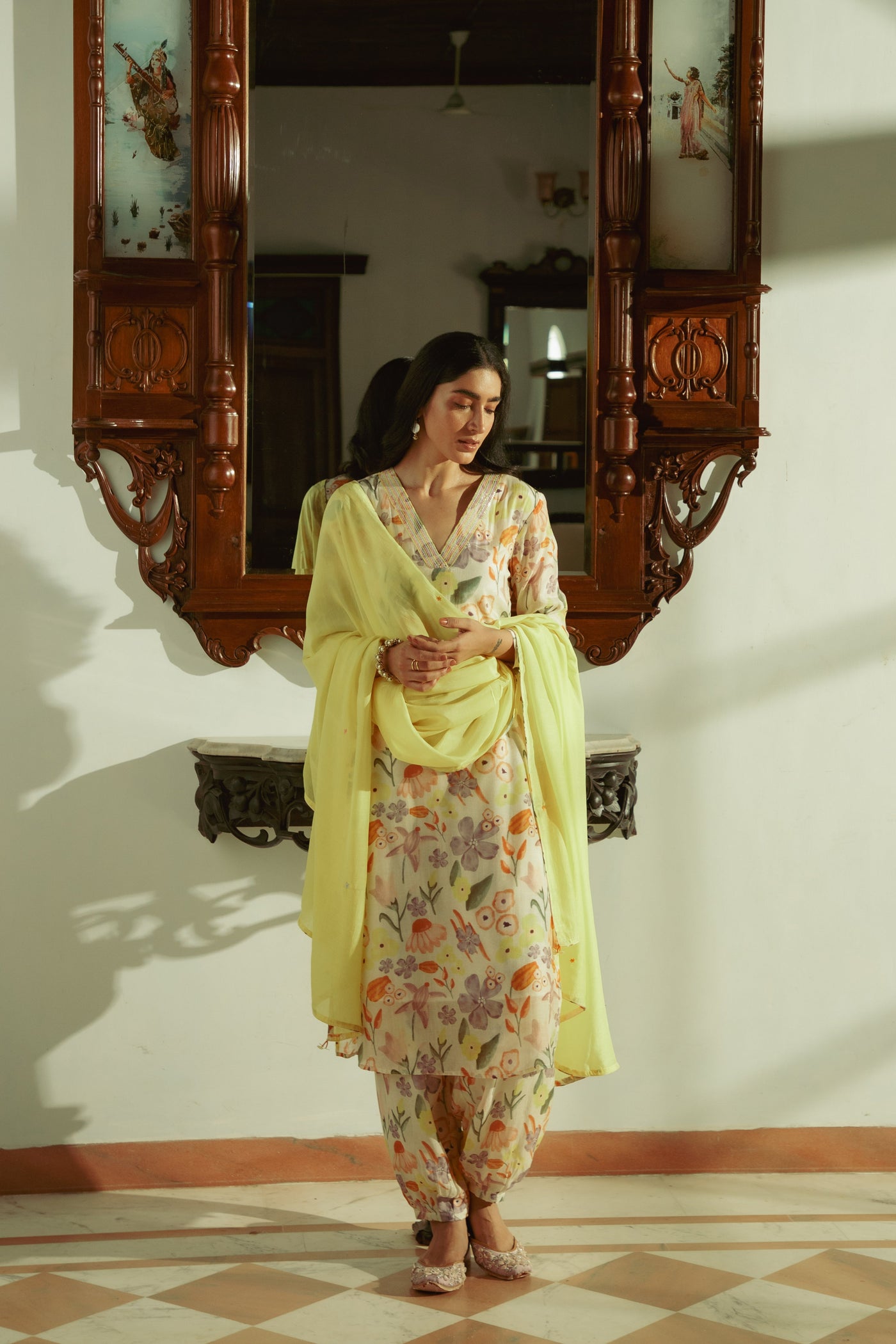 Mir Yellow Dupatta