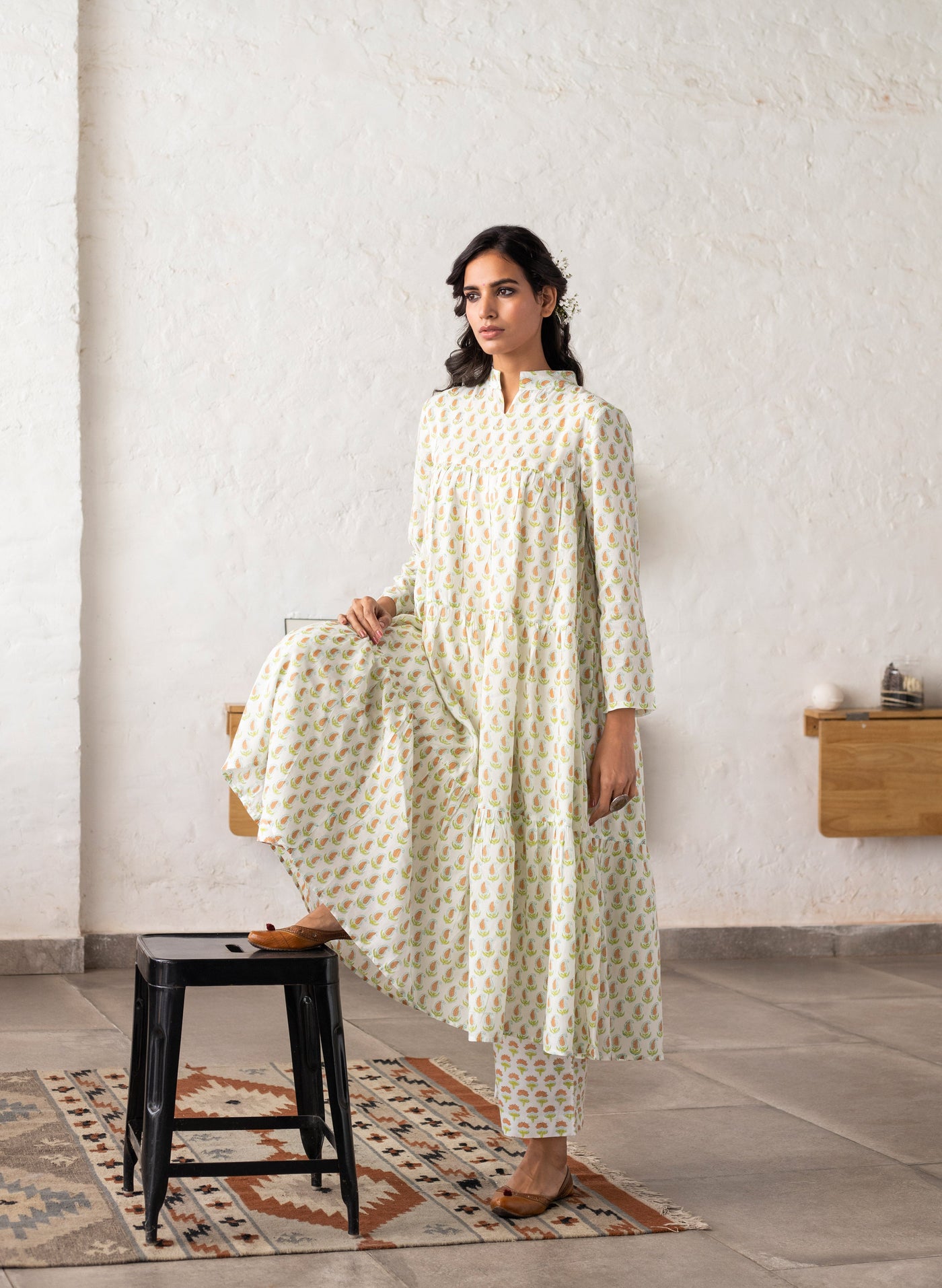 Online Ashok Flower Cotton Kurta 