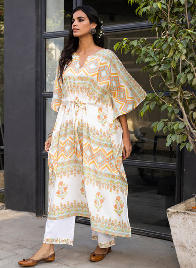 Surajmukhi Block-Printed Cotton Kaftan
