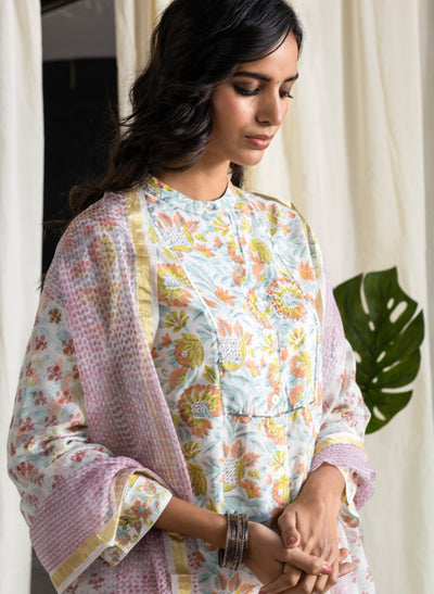Block Printed Laurel Kurta for Women