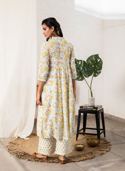 Buy Block-Printed Pin Tucks Kurta