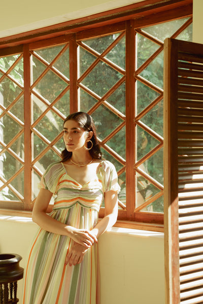 Nazr Striped Pleated Dress