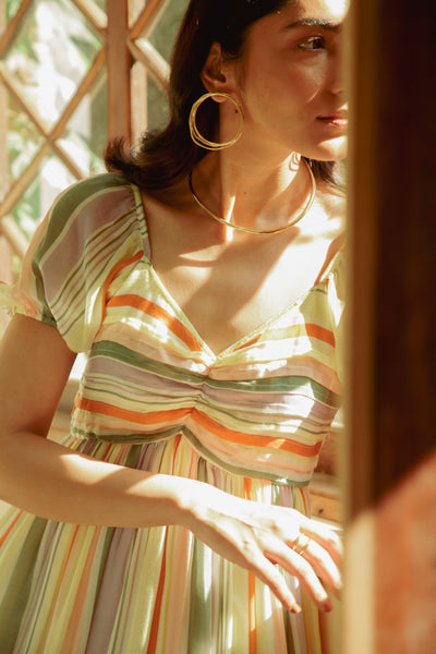 Nazr Striped Pleated Dress