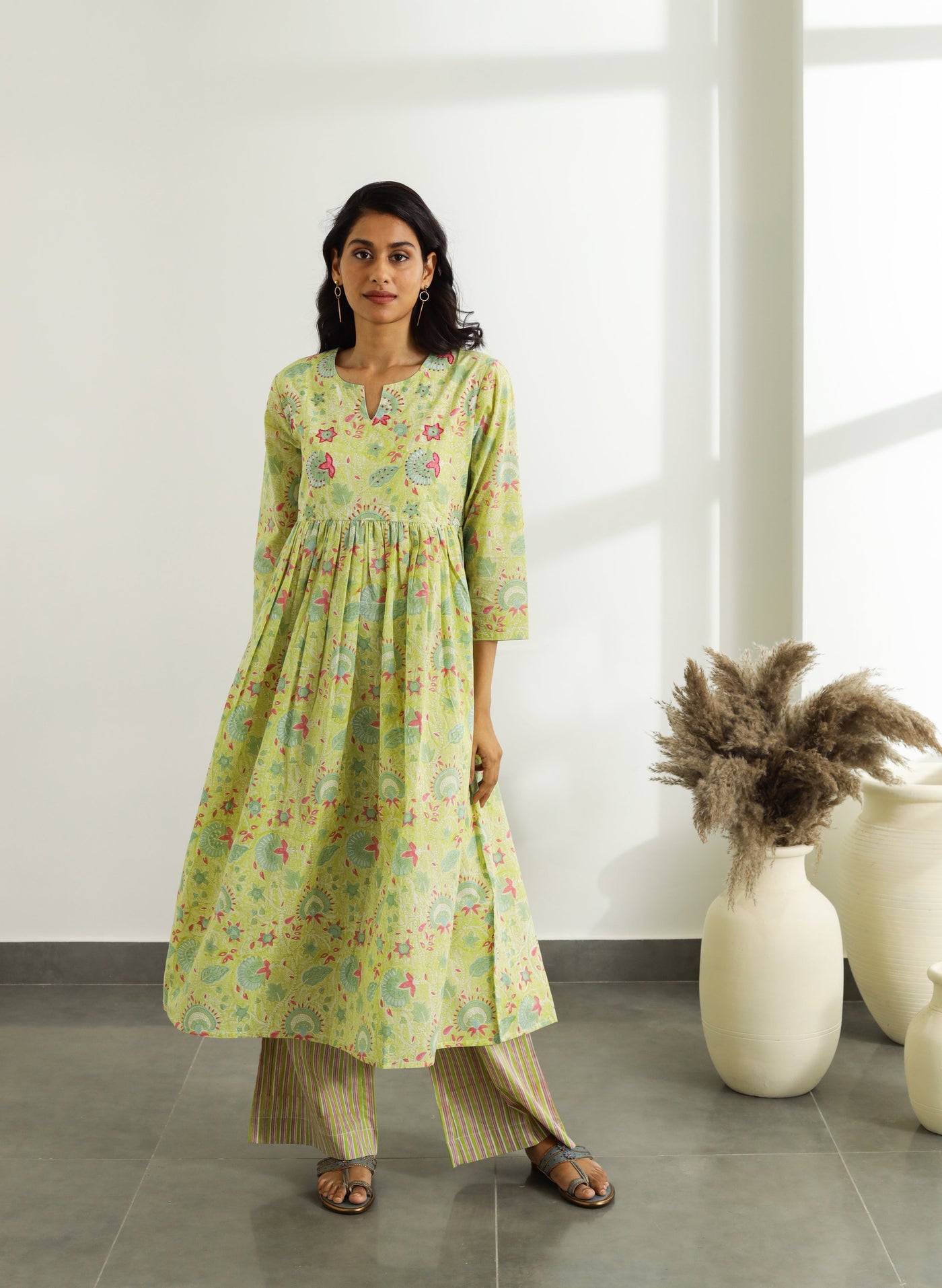 Shop Gathered Printed Kurta