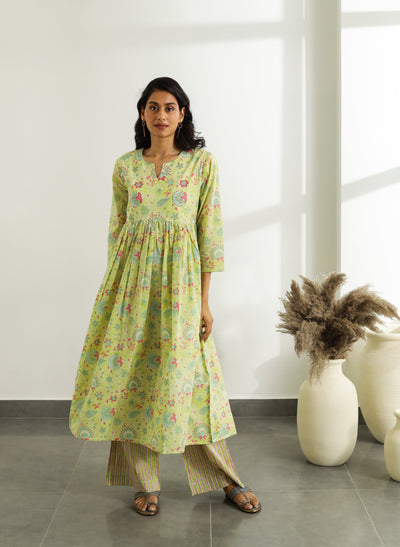 Shop Gathered Printed Kurta