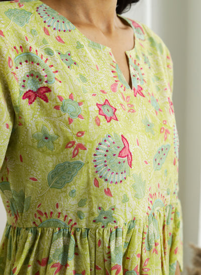 Online Gathered Printed Kurta