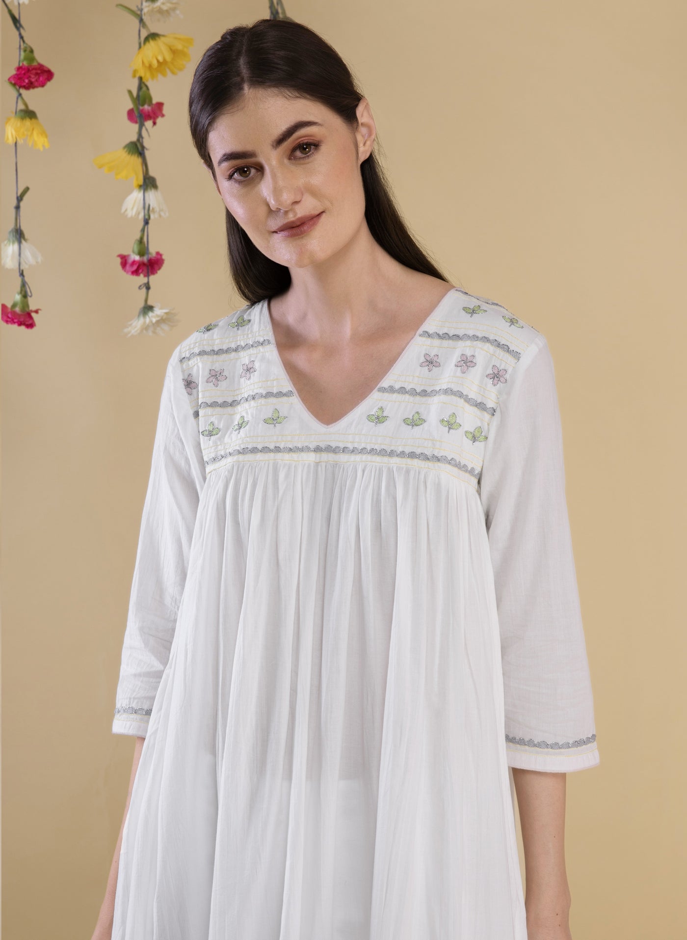 Shop White Cotton Embroidered Kurta