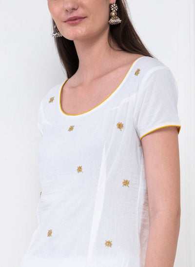 Get Saanjha White Cotton Kurta