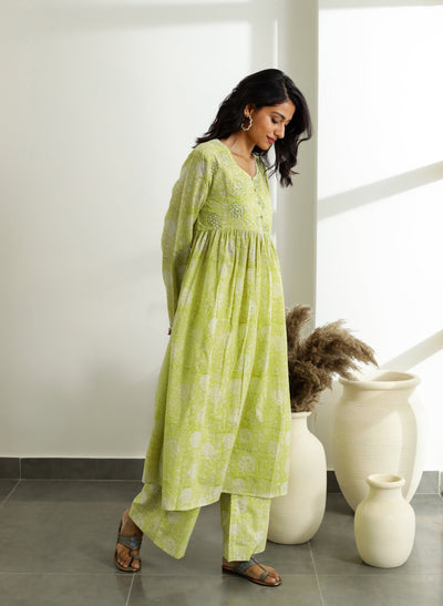 Online Sabr Gathered Cotton Kurta