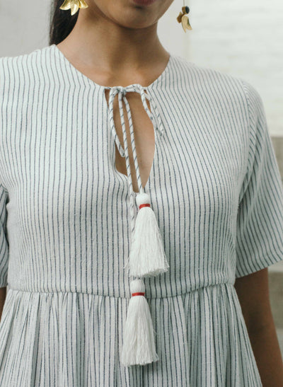 Shop Online Stripe Gathered Midi Dress