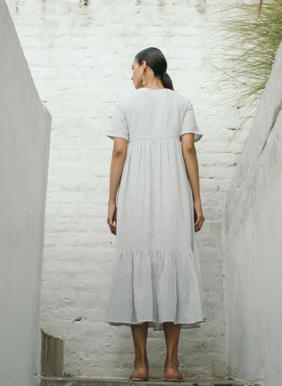 Buy Women's Stripe Gathered Midi Dress