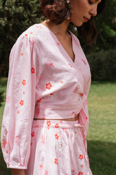 Spring Break Printed Wrap Top