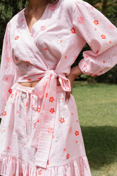 Spring Break Printed Wrap Top