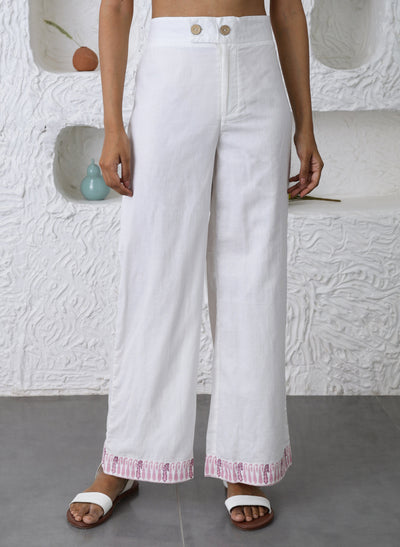 Get Sukoon Ivory Cotton Pants