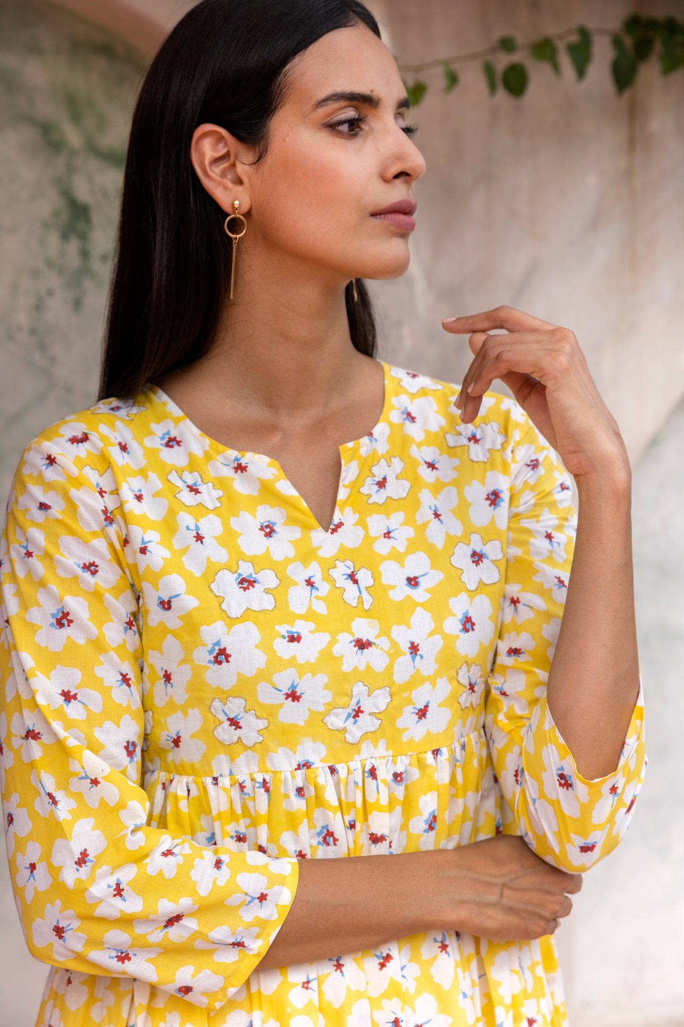 Swarnfuli Printed Gathered Cotton Long Kurta