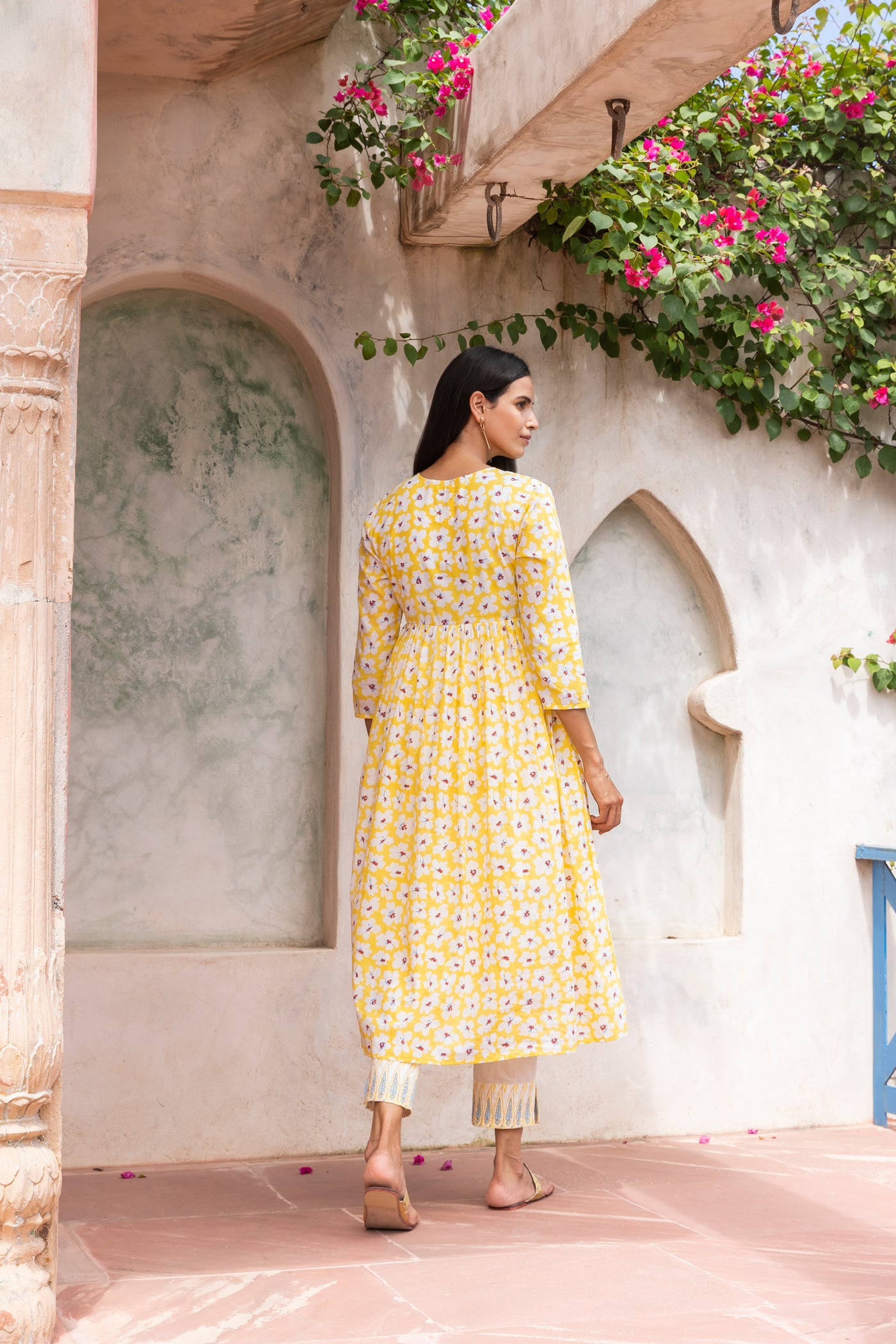 Swarnfuli Printed Gathered Cotton Long Kurta