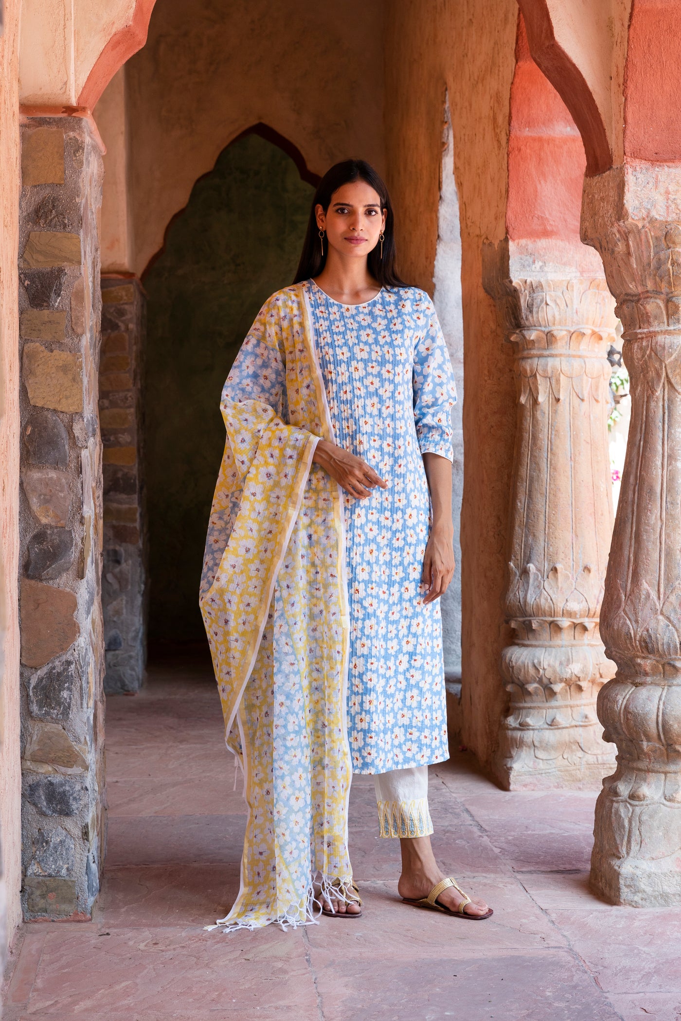 Vyom Printed Pintuck Long Kurta