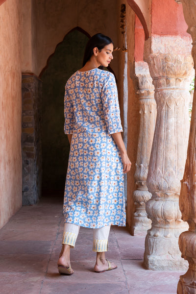 Vyom Printed Pintuck Long Kurta
