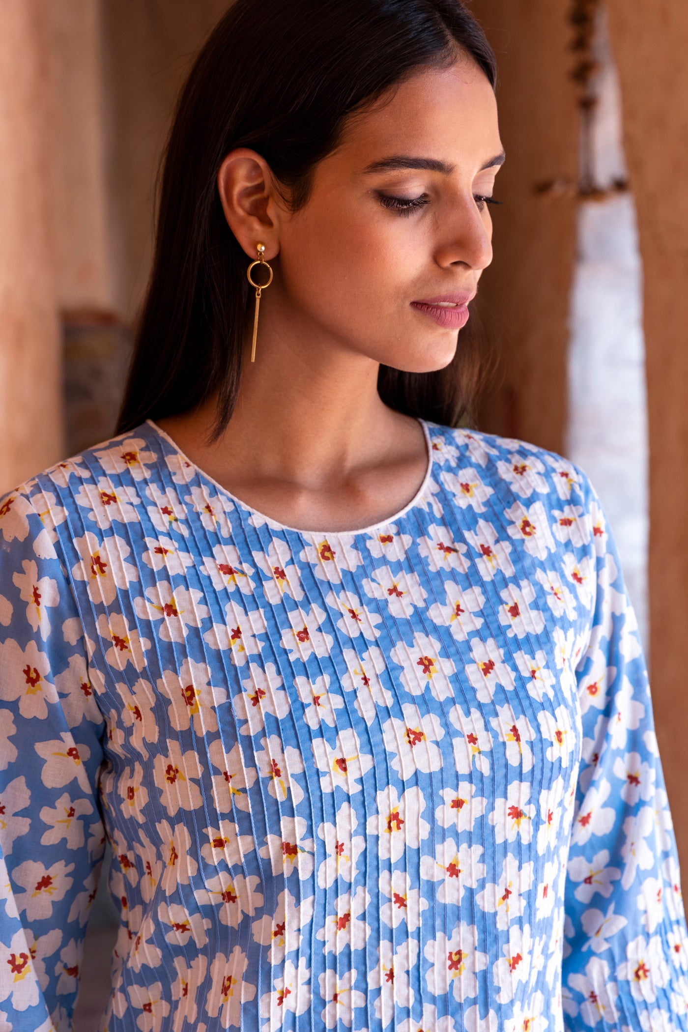 Vyom Printed Pintuck Long Kurta