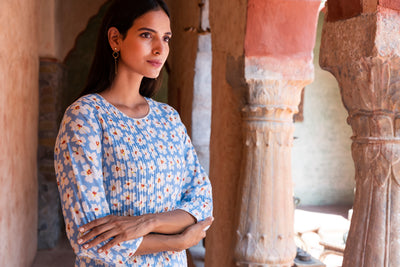 Vyom Printed Pintuck Long Kurta