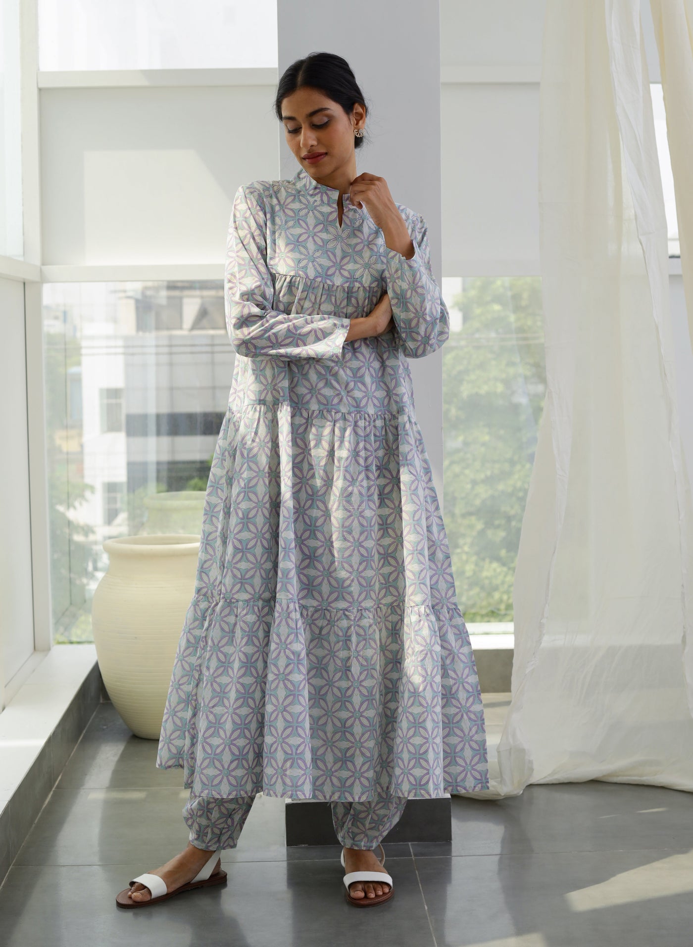 Online Zameen Tiered Cotton Kurta