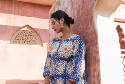 Neelkamal Gathered Block-Printed Kurta