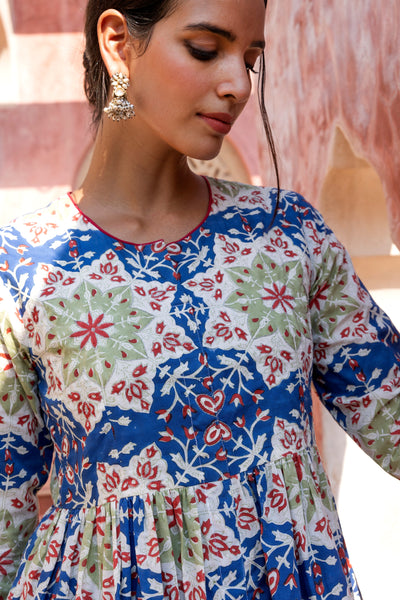 Neelkamal Gathered Block-Printed Kurta