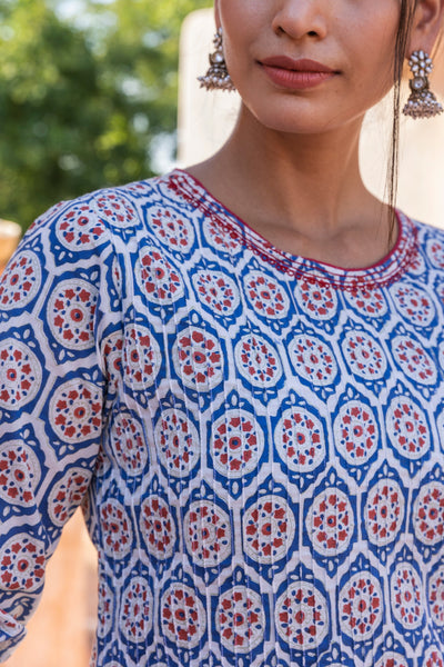 Neel Printed Pintuck Long Kurta