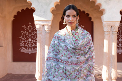 Shiddat Printed Nehru Collar Gathered Kurta